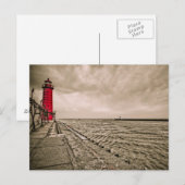 アメリカ、ミシガン、グランドヘブンライトハウス ポストカード (正面/裏面)