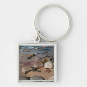 アメリカ、ミシガン。12マイルの丸い大きい石 キーホルダー