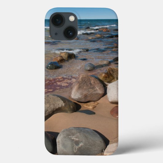 アメリカ、ミシガン。12マイルの丸い大きい石 Case-Mate iPhoneケース (裏面)