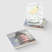 アメリカ、メイン、ルベック。ウェストクオディヘッドリガトハウス ストーンコースター (横)