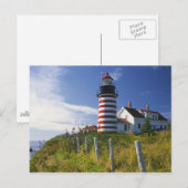 アメリカ、メイン、ルベック。ウエストクードディヘッドライトハウス ポストカード (正面/裏面)