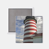 アメリカ、メイン、ルベック。ウエストクードディヘッドライトハウス マグネット (正面/裏面)