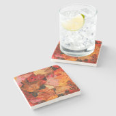 アメリカ、メイン。秋カエデ葉 ストーンコースター (横)