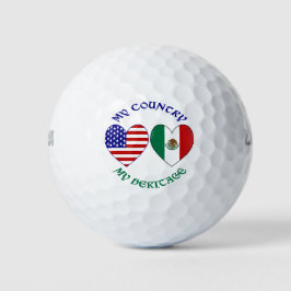 アメリカ メキシコ国旗 ハート 私の国 私の誇り ゴルフボール