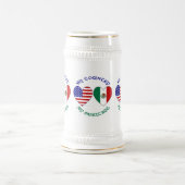 アメリカ メキシコ国旗 ハート 私の国 私の誇り ビールジョッキ (中央)