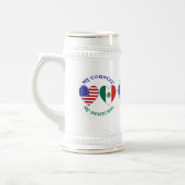 アメリカ メキシコ国旗 ハート 私の国 私の誇り ビールジョッキ (左)