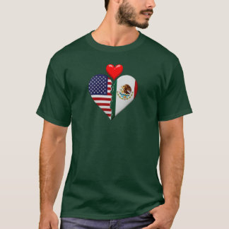 アメリカ メキシコ ハート フラグ スペイン語 ヒスパニック文化 Tシャツ