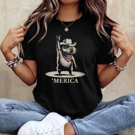 アメリカ 'メリカ カピバラ 4th of July 面白い 愛国心 Tシャツ