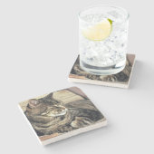 アメリカ、ユタ、キャピトルリーフNP。寝台の猫 ストーンコースター (横)