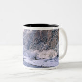 アメリカ、ユタ、ジオンNP。峡谷を新しい雪が覆う ツートーンマグカップ (正面右)