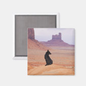 アメリカ，ユタ，モニュメントバレー，岩に座っている犬 マグネット (正面/裏面)