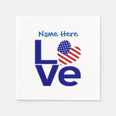 アメリカ ラブ フラッグ ブルー カスタマイズ パーティー コクテイル スタンダードカクテルナプキン (正面)