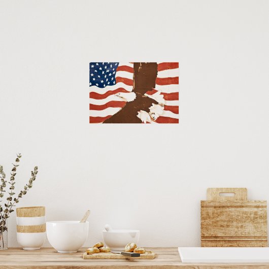 アメリカ、ルイジアナ、ポートアレン。愛国的な壁画 ポスター (キッチン)