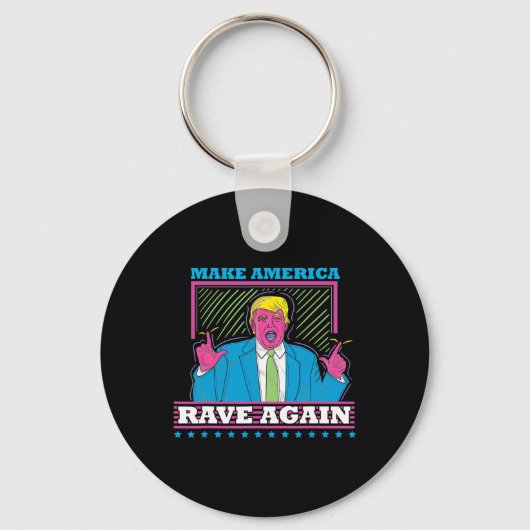 アメリカ レイブ アゲイン 面白い トランプ EDM Tシャツ1 キーホルダー (正面)