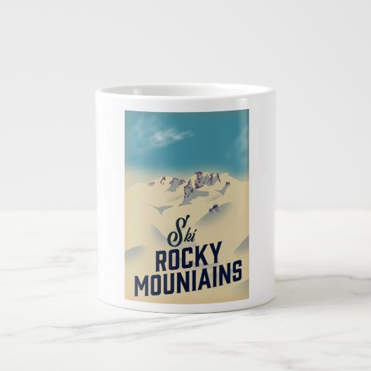 アメリカ ロッキー山脈 スキー ジャンボコーヒーマグカップ (正面)