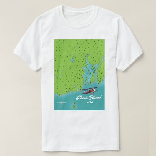 アメリカ ロードアイランド州の地図 Tシャツ (デザイン正面)