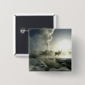 アメリカ、ワイオミング、イエローストーン国立公園。サンライズ 缶バッジ (正面&裏面)