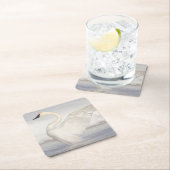 アメリカ、ワイオミング、トランペータースワンは翼を広げる スクエアペーパーコースター (インサイチュ)