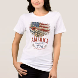 アメリカ・ワイルド・アンド・フリー・ヴィンテージ・フラワー・ブーケ・フラグ トライブレンドTシャツ