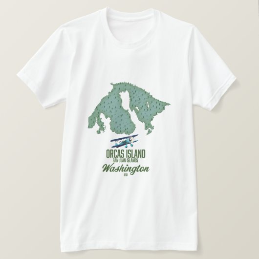 アメリカ ワシントン州 オルカス島の地図 Tシャツ (デザイン正面)