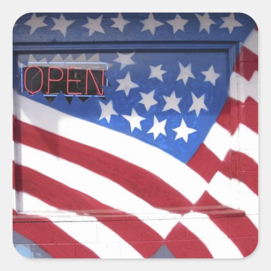 アメリカ、ワシントン、モーセ湖。壁の壁画オン スクエアシール (正面)