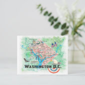 アメリカ ワシントンDC イラスト地図 主要道路付き ポストカード (スタンド正面)