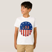 アメリカ - 円の中の星とアメリカ国旗 Tシャツ (正面フル)