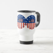 アメリカ - 円内のアメリカ国旗と星 トラベルマグ (正面右)