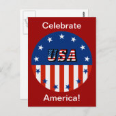 アメリカ - 円形の星とアメリカ国旗 ポストカード (正面/裏面)