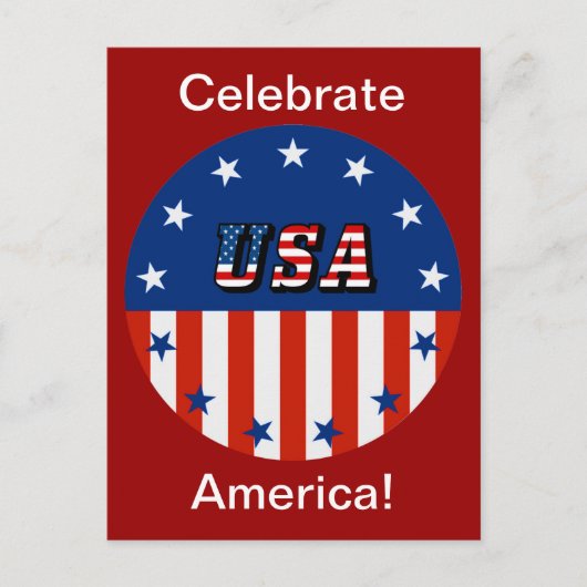 アメリカ - 円形の星とアメリカ国旗, ZSSG ポストカード (正面)