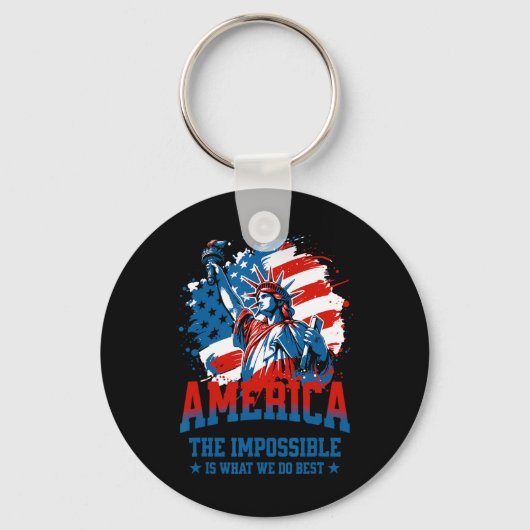 アメリカ 叶わぬことはない USA キーホルダー (正面)