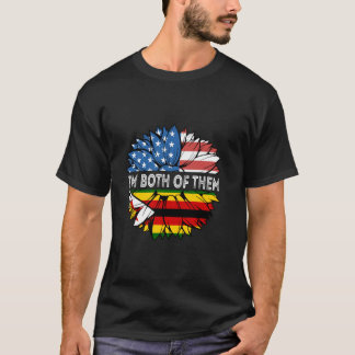 アメリカ 向日葵 ジンバブエ 両方派ジンバブエ Tシャツ