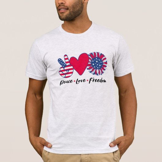 アメリカ。平和。愛。自由。Tシャツ Tシャツ (正面)