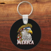 アメリカ – 愛国的なアメリカ国旗のイーグル・オブ・フリーダム – 4t キーホルダー (正面)