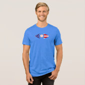 アメリカ/愛国的なスターとストライプ野球 トライブレンドTシャツ (正面全面)