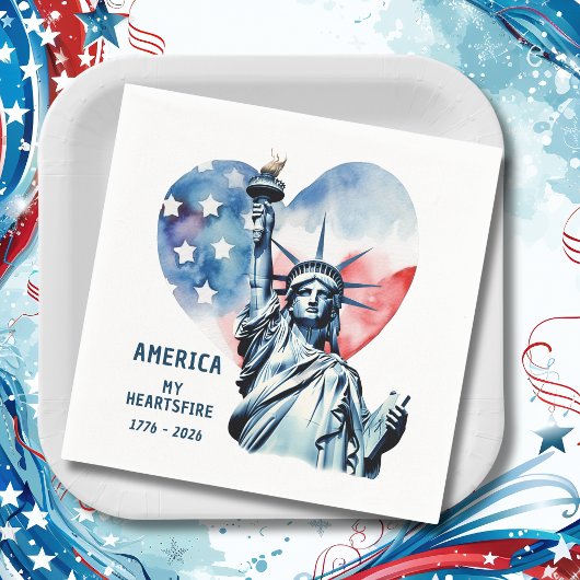 アメリカ 我らのハートの炎 1776-2026 愛国 スタンダードカクテルナプキン