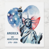 アメリカ 我らのハートの炎 1776-2026 愛国 ワインラベル (シングルラベル)