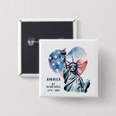 アメリカ 我らのハートファイア 1776-2026 愛国 缶バッジ (正面&裏面)