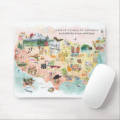 アメリカ |水彩図解入りの、写真付きのUSAの地図 マウスパッド (マウス)