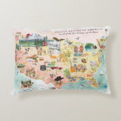 アメリカ | 水彩画風アメリカ地図 アクセントクッション (正面)