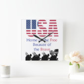 アメリカ – 無料の家は勇者 スクエア壁時計 (ホーム)