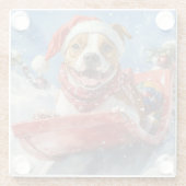 アメリカ（犬）スタッフォードインスレッジクリスマス ガラスコースター (裏面)