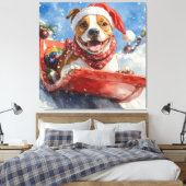 アメリカ（犬）スタッフォードインスレッジクリスマス キャンバスプリント (インサイチュ (寝室))