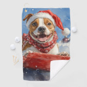 アメリカ（犬）スタッフォードインスレッジクリスマス ゴルフタオル (インサイチュ)