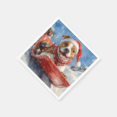 アメリカ（犬）スタッフォードインスレッジクリスマス スタンダードカクテルナプキン (角)