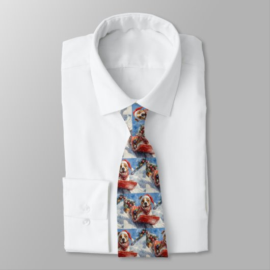 アメリカ（犬）スタッフォードインスレッジクリスマス ネクタイ (タイ)