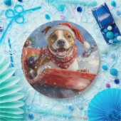 アメリカ（犬）スタッフォードインスレッジクリスマス ペーパープレート (パーティー)