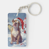 アメリカ(犬)スタッフォードウィンターワンダーランドクリスマス キーホルダー (裏面)