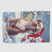 アメリカ(犬)スタッフォードウィンターワンダーランドクリスマス ゴルフタオル (横)