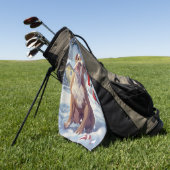 アメリカ(犬)スタッフォードウィンターワンダーランドクリスマス ゴルフタオル (グリーン)